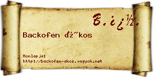 Backofen Ákos névjegykártya